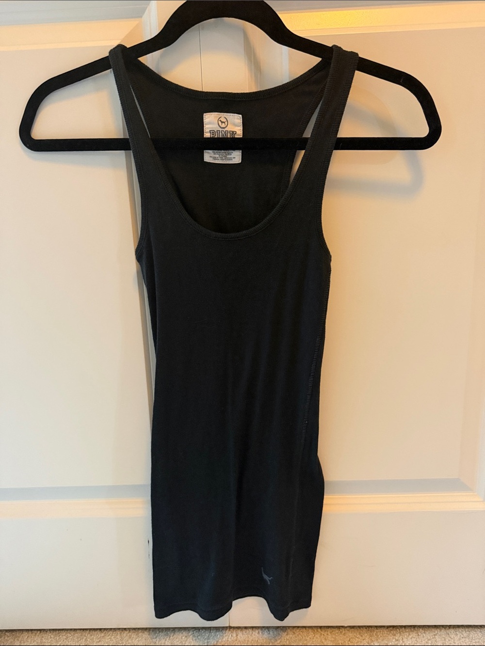 PINK Victoria's Secret Black Ribbed Tank Top Women's Size XS